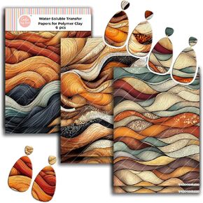 Zentangle Transfer Paper - 6 Pcs, Transfer Paper for Polymer Clay, Earth tone Polymer Clay Transfer Sheet for Jewelry Making ZEN-R1TP2