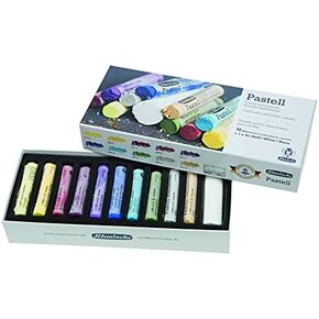 Schmincke - Pastel, cardboard set with 10 colors + 1 x white in XL, 77 751 097, wooden box with 11 pastel pencils, handmade pastels, brilliant, velvet-matte, highly lightfast shades