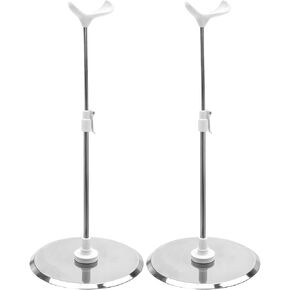 2Pcs Doll Base Stand Fit for BJD Dolls 1/3 1/4 Applicable 15.7" - 27.6" Tall, Adjustable Small Display Holder Base Stainless Steel Support Accessories for Ball Jointed Doll, for Action Figures Posing