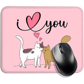 I Love You, Funny Mouse Pad (Square), Comfortable and Non-Slip, Suitable for Study, Office and Games, Cute Cat Style, A Thoughtful Gift for Cat Lovers, Boyfriends and Girlfriends, and Lovers