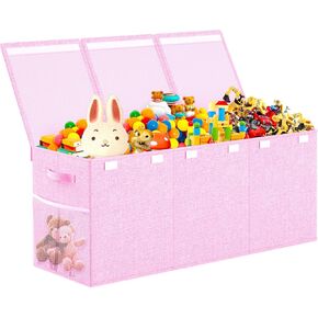 صندوق ألعاب كبير جدًا مع أغطية، منظم تخزين ألعاب قوي قابل للطي، صناديق ألعاب للأطفال وسلال للأولاد والبنات والحضانة وغرفة المعيشة وغرفة اللعب، 40 بوصة × 14 بوصة × 16 بوصة (رمادي) in Kuwait