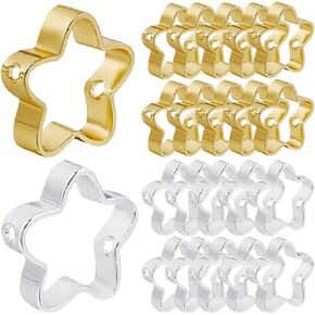 1 Box 100Pcs 9.5mm Silver Frame Beads Hollow Bead Frame Star with Double Holes Small Brass Rack Plating Gold Charms Frames Links Connectors for Jewelry Making Bracelets Beading DIY Crafts