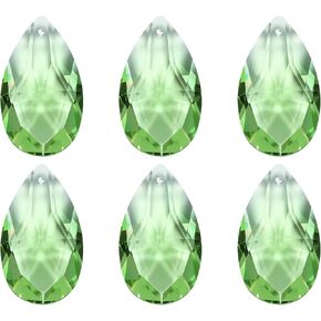 PATIKIL K9 Crystal Pendants Teardrop Beads, 6 Pack 38mm Chandelier Prisms Parts Hanging Beads DIY Lamp for Arts Crafts Decoration, Green