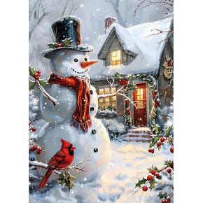 MXJSUA Christmas Snowman Miamond Painting Kits للبالغين ، مجموعات فنون GEM Round Diy ، ونقاط Diamond Drill Art Attips للمبتدئين ، مركبة للديكور الجدران المنزلي 12x16 بوصة