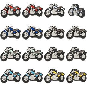 Webeedy 16pcs دراجة نارية من السيليكون بؤر حبات 8 ألوان لطيف كرتون موضوع DIY حبات السيليكون ناعمة مسطحة الفاصل لأساور أقلام القابلة للخرز سلاسل مفاتيح المجوهرات الديكور الحرف اليدوية ، ثقب: 2 مم/0.08 "