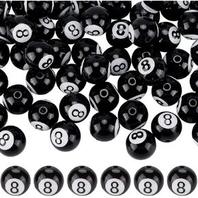60pcs ball ball beads حبات البلياردو 16 مم رقم 8 كلمات أكريليك كبيرة جولة رياضية كبيرة الفضفاضة الفضفاضة المائدة حبات الكرة لمجوهر