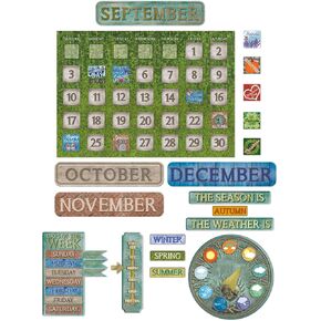 Eureka Corriosity Garden Classroom Clendar Bulletin Board Set للمعلمين ، 97 قطعة