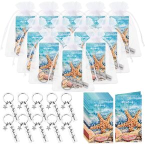 Unittype 180 PCS Starfish Story Gift Bulk STEMEOE ETTORTYER TRANDICATION KEYCEAIN Starfish يمكنك صنع بطاقات فرق مع أكياس أورجانزا لمعلمي العمل الممرض الأخصائي الاجتماعي