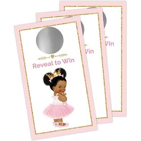ألعاب استحمام الأطفال الأمريكية من أصل أفريقي خدش لفتاة (30 حزمة) - لوازم نشاط لعبة Pink Little Princess Party - تذاكر يانصيب يانصيب