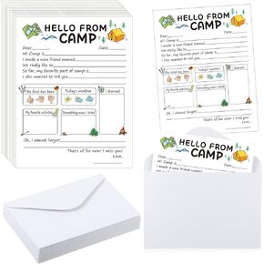 12 Set Sleepaway Camp تصطف بطاقات مسطحة ومظاهر المفكرة مجموعة من المعسكرات الأولاد والبنات 5.12 × 7.87 مع الأظرف تملأ المعسكر الفارغ الثابتة (فتاة ملء الفراغ)