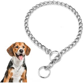 All-Climate Slip Collar System, Choke Chain with Anti-Slip Metal, Strong No-Pull Training Necklace for Medium Large Big XL Breed Dogs, Silver XL