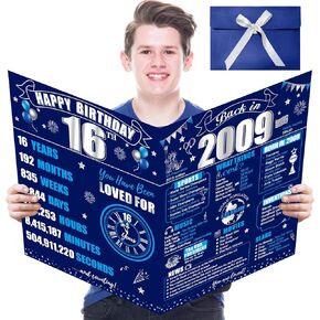 Jumbo Happy 18th Birthday Card With Envelope for Boy, Large Blue Silver 18 Birthday Greeting Guest Book Party Supplies,Big Back in 2007 Eighteen Bday Signature Gift in Saudi Arabia