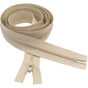MebuZip 2PCS #3 Beige 36 Inches Closed Bottom Zippers Nylon Coil Zippers for Sewing,Pillow Cushions, Upholstery,Slipcovers (36")