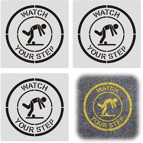 3pcs شاهد Step Steps الخاص بك ، شاهد خطوة STEP الخاصة بك step stency كبير الاستنسل القابل لإعادة الاستخدام الحرف stencil شاهد خطوتك الطلاء سلامة التحذير من الجدران الأرضية الدرج