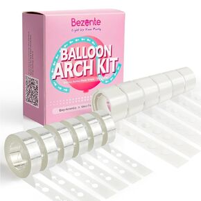 Bezente Balloon Arch Strip Kit ، شرائط شريط البالون 98.4 قدم و 600 مساءً ملصقات نقطة Glue Point Dot لـ Garland Depirt Birthdy Decorations