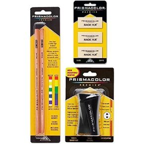 مجموعة ملحقات Prismacolor Premier ، وتشمل أقلام الخلاط عديمة اللون (2 قطعة) ، وبرنامج Premier Pencil Sharpener (1 قطعة) ومحواة الفرك السحرية (3 قطع)