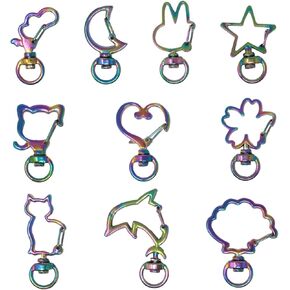 yueton 10PCS Rainbow Color Swivel Lobster Claw Clasps Cute Cartoon Shape Lanyard Snap Hook Creative Keychain Rings Star Shaped Clip Snap Hook for DIY Key Chains Accessories