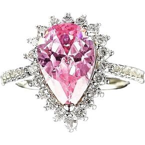 925 Sterling Silver Silver Drop Shape Shape Pink Color Drill Zirconia Rings Rings Diamond Rings for Women Grown Jewelry Respress Wring Hears Heals