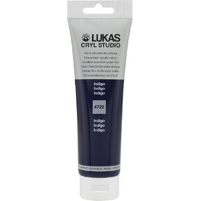 Lukas Cril Studio Artist Acrylic Paint ، Indigo ، 125 ML Tube - PANCAL PAINTS High Pigment For Canvas ، أعمال كبيرة الحجم - اللزوجة المتوسطة ، قابلة للتجفيف سريعًا ، تجفيف سريع