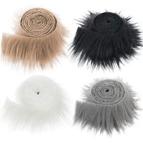 4pcs Faux Fur Frace 2 "× 60" شرائح حرفة أشعشة رقيق لحرف DIY ، الفراء الرقيق المزيف لزخارف الأزياء المصنوعة
