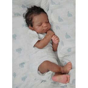 Zero Pam Black Reborn Baby Dolls Silicone Full Body, 18 in Realistic Baby Doll, African American Baby Boy,Full Silicone Baby Doll, Black Reborn Dolls with Accessories
