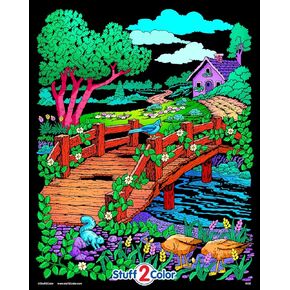 Stuff2Color Wooden Bridge - Fuzzy Velvet Coloring Poster for Kids and Adults - Arrives Uncolored - Great Indoor Coloring Project or Quiet Time Activity