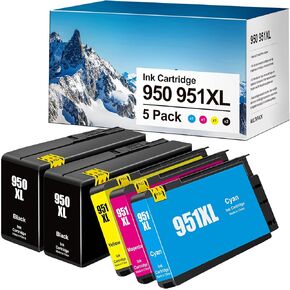 Compatible 950XL 951XL Ink Cartridges Replacement for HP 950 951 Ink cartridges Combo Pack Compatible for OfficeJet Pro 8600 8610 8615 8620 8100 8630 276DW 251DW(Black, Cyan, Yellow, Magenta, 5 Pack)
