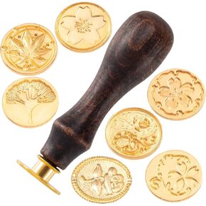 مجموعات ختم الختم 8 PCS ، ونحاس الختم شمع الطوابع والخشب مقبض لبطاقات دعوات الزفاف - 7 أنماط in Kuwait