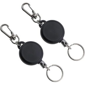 2pcs سوداء السحب القابلة للسحب شارة الشارة المفقودة فقدت سلك السلسلة مفاتيح مسرو