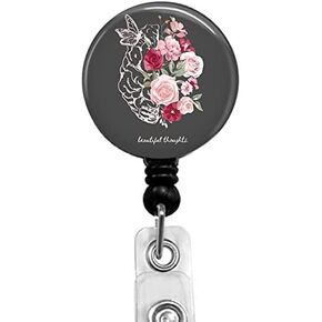 Beautiful Thought Badge Reel,Retractable Name Card Badge Holder with Alligator Clip, Medical MD RN Nurse Badge ID,Office Employee Name Badge, Badge Holder