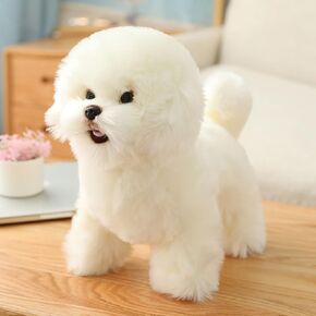 Tiny Heart Bichon Frize Plush Toys ، واقعية محشوة بالحيوانات الناعمة اللطيفة واللطيفة ألعابًا أفخمًا أبيضًا 10 بوصات ، وهدايا عيد ميلاد للأطفال الأولاد والبنات ، وديكور المنزل ، جرو ،