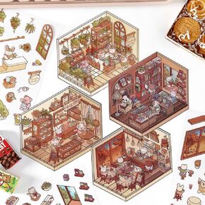 4 مجموعات ملصقات DIY ثلاثية الأبعاد للمنزل ، ملصقات ثلاثية الأبعاد للأطفال ، قم بإنشاء ملصق خاص بك ، مطعم للمقاهي السوبر ماركت ، ملصق مشهد كرتون لطيف للبالغين الإغاثة