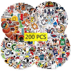 GTOTD Sports Soccer Cootball Stickers （200pcs） Gifts Baseball Baseball Cool Merch Party Supplies Decors Vinyls for Laptop Waterbottle Phone البالغون المراهقون.