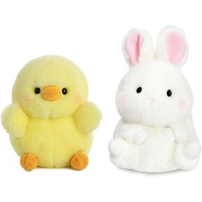 Aurora Bundle of 2 5" Beanbag Stuffed Animals: Chickadee Chick and Bunbun Bunny