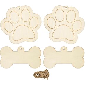 30-pcs 4 "عظم الكلب غير المكتملة باو الخشب | فارغة عظم الكلب الخشبي العظم الحلي لطلاء لعلامات هدية الحرف DIY معلقة ديكور ديكور للحيوانات الأليفة (10 سم ، 2 أشكال ، 15 قطعة/شكل)