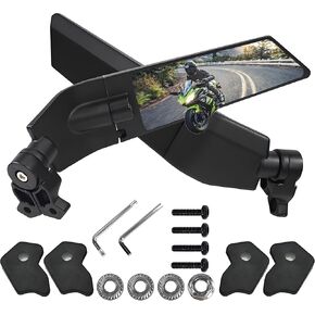 Motorcycle Side Mirrors, Adjustable Stealth Mirrors Fit for 2018-2023 KAWASAKI Ninja 400/650 ZX10R/ZX6R/ZX-636 Honda CBR600RR/CBR1000RR Wind Wing Mirror Rotating