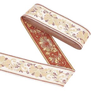 Fingerinspire 10 ياردة شريط Jacquard - 2 بوصة من الذهب الأبيض المعدني أبيض دانتيل دانتيل النمط النمط الأزهار خمر للازدادات ديكورات ملحقات الملابس DIY