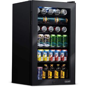 NewAir Beverage Refrigerator And Cooler, Free Standing Glass Door Refrigerator Holds Up To 126 Cans, Cools Down To 37 Degrees Perfect Beverage Organizer For Beer, Wine, Soda, Pop, And Cooler Drinks