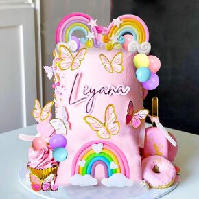 Jevenis Boho Rainbow Cake Decorations - 16 PCS Boho Cake Toppers for Girls Birthday and Baby Shower