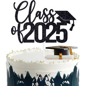 Glittery Class of 2025 Cake Topper, Black Graduation Cake Décor, You Did It, So Proud of You, Congrats Grad Party Decorations in Kuwait