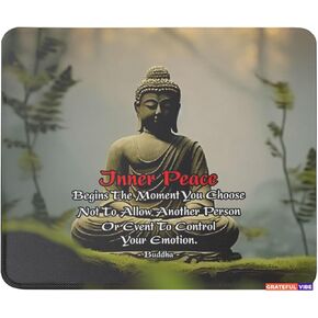 Buddha Mouse Pad Inner Peace from Moments You Choose Most Mouse Mat Inspirational Quotes and Saying Personality Mousepad 9.5 Inch