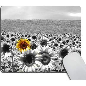 Smooffly Anti Slip Sunflower Field Mouse Mat for Desktops, Computer, PC and Laptops, Customized Rectangle Mouse Pad for Office and Home