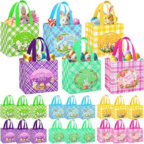 DECHISY 6 Pack Easter Acags مع مقبض ، 8.3 × 7.9 × 6inch أكياس هدايا عيد الفصح الكبيرة ， 6 أنماط قابلة لإعادة الاستخدام للبيض للأطفال ، لوازم الحفلات