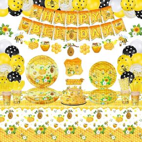 226 Pack Bee Party Decorations Happy Bee Day Plate Set Gender Canner Party Supplies Baby Shower Tablemo