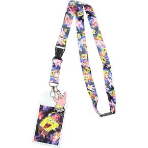 SpongeBob Squarepants ID Lanyard مع حامل شارة قابل للفصل ، و Patrick Charm ، وملصقات قابلة للتحصيل