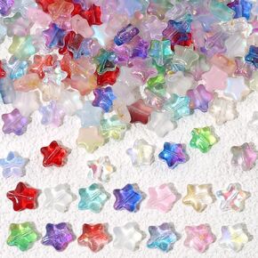 120 PCS مزيج من حبات النجوم 8 ملم - خمسة نجوم مدببة الكريستال الزجاج