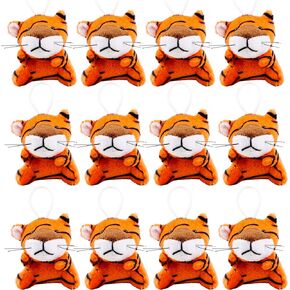 12 حزمة مصغرة حيوانات نمر محشوة ألعاب صغيرة أفخم Tiger Animal -keychain Toy Tiny Studed Animal Plush Toy for Birthday Carnival Juds Party Party Gifts Favors