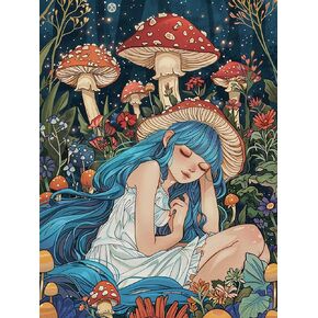 Pavemlo 5D Diamond Art Kits for Adults Cartoon, Full Drill Diamond Art Mushroom Pictures Paint with Diamonds, DIY Cross Stitch Jewel Art Rhinestone Craft for Home Wall Decor 12x16 inch