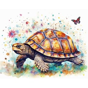 MaiYiYi Butterfly Tortoise Diamond Painting Set, 5D Full Round Drill Sea Turtle and Butterfly Diamond Painting by Numbers, Flower Turtle Paint with Gems for Adult Beginners Wall Art Decor (40X30 CM)