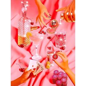 Huacan Pink Morden Diamond Art Kit للبالغين AB مجموعات الطلاء الماس DIY 5D كاملة مربع الحفر الطلاء من قبل الماس GEM ART KITS DIY ديكور الجدار المنزل 11.81 * 15.74INCH